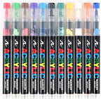 12 Colors Acrylic Paint Markers, Soft Brush Tip Pens with Direct Ink System for Rock, Wood, Fabric, Canvas, Glass, Waterproof Paint Pens for DIY Crafts, Kids & Artists