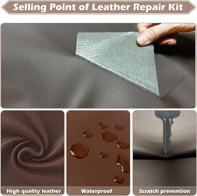 Leather Repair Tape, 23.6x79 inch Leather Patches for Furniture, Self Adhesive Leather Repair Patch for Sofas, Couches, Leather Covers, Seats, Chairs, Vinyl Repair Tape Light Gray