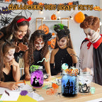 SpringFlower 8 Pack Halloween DIY Arts and Crafts Kits for Kids Ages 6-8, 8-12, Halloween Mason Jar with Accessories for DIY Lantern Jar, Art & Craft Party Supplies for Classroom Kids