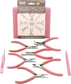 The Beadsmith Fashion Color Pliers – Set of 8 Slimline Color-Coordinated Tools – Matching Clutch in Bubblegum – Jewelry Making Supply Kit to Create Necklaces, Bracelets, Earrings & More