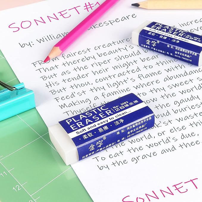 Tamaki 12 Pack Erasers, Large White Eraser for School Office, Art Erasers for Drawing