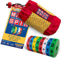 Geospace Original Math Spin Educational Travel Edition for Kids with Numbers & Arithmetic Operations- Handheld Magnetic Learning Game with 8 Magnetic Spin Wheels & Handmade Storage Pouch