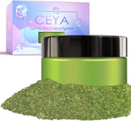Ceya Highly Chameleon Mica Pigment, 1.8oz/ 50g Elf Green Eyes Chrome Powder, Cosmetic Grade Pearlescent Effect Color Shift Pigment for Epoxy Resin, Makeup, Nail Polish, Soap Dye, Candle Making, Slime
