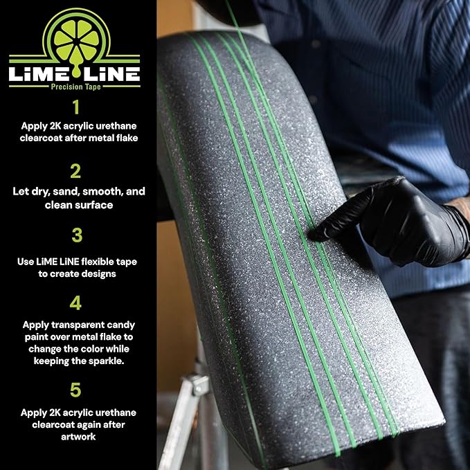 LiME LiNE Sprayable Metal Flake Paint Additive: Solvent Resistant Glitter for Automotive Custom Painting (Blue)
