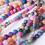 60PCS 6MM Weathered Agate Beads-Multicolo Stone Beads Energy Healing Beads for DIY Jewelry Bracelet Necklace Making for Jewelry Making15Inch