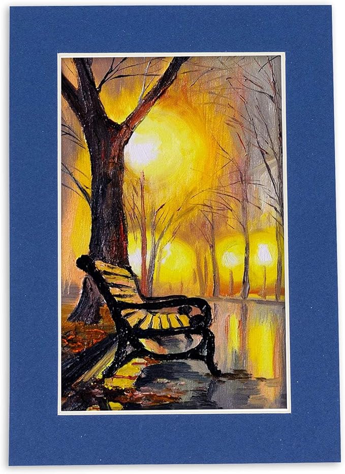 Pack of 25 Acid Free 8x10 Mats Bevel Cut for 5x8 Photos - Bottle Blue Precut Matboards With Backing Boards and Clear Photo Mat Bags For Pictures, Photos, Framing - 4-ply Thickness