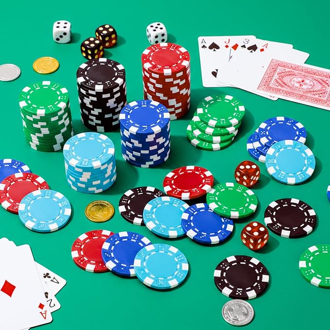 100 Pcs 11.5 Gram Poker Chips ABS Monte Carlo, 40 mm Bingo Chips Tokens Markers Blank Counting Bulk for Blackjack, and Card Night Poker Games