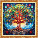 Dimxvean Stamped Cross Stitch Kits,Cross Stitch Kits for Adults Beginners,Embroidery Kits Full Range of Cross Stitch Stamped Kits Needlepoint Kits Cross Stitch Patterns-Magic Tree 18x18 inch