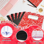 Seajan 20 Pack Composition Notebooks, Wide Ruled Paper, 7-1/2" x 9-3/4" Marble Hard Covers, 60 Sheets, Composition Notebooks Bulk for Students Back to School Adults Office Supplies(Red)