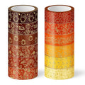 Whaline 12 Rolls Fall Washi Tapes Foil Gold Decorative Tape Autumn Gnome Pumpkin Fall Leaves Turkey Patterned Masking Tape for Fall Thanksgiving Scrapbook Journal DIY Craft Gift Wrapping, 0.6Inch