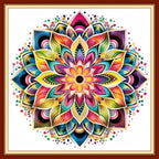 Joyhoor Cross Stitch Kits for Beginners Stamped Cross-Stitch Supplies Needlework preprint Embroidery Kits for Adults DIY Needlepoint Kits Embroidery Patterns 11CT- Magic Mandala 18x18 inchs
