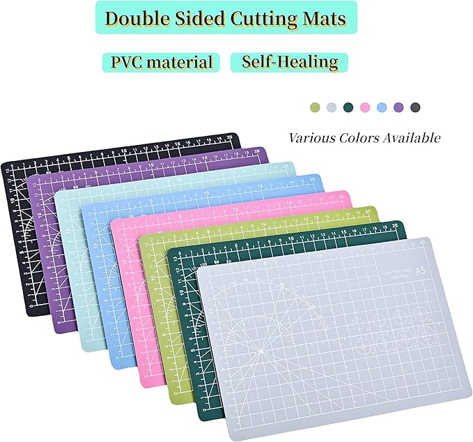 A5 Self-Healing Cutting Pads, Small Cutting Mat, Professional Double Sided Durable Cutting Mat, Great for Hop Scrapbooking, Quilting, Fabric, Sewing Craft Projects (Purple, A5)