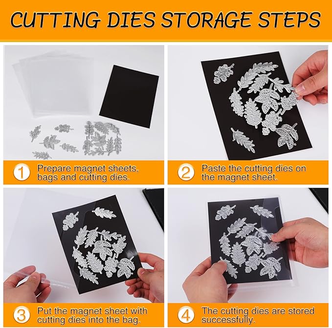 160 PCS Stamp and Die Storage Bag and Rubber Magnetic Sheets, Die Storage Set for Storage Die Cutting, DIY Scrapbooking
