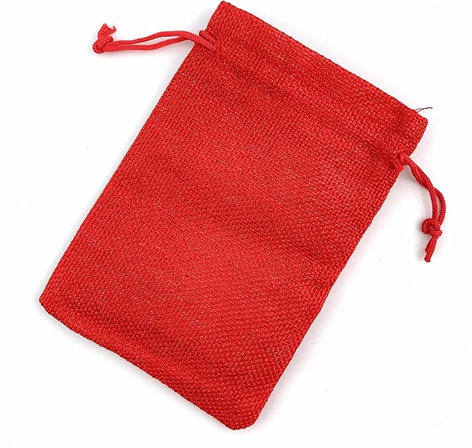 Palmhomee Pack of 25 Burlap Gift Bags with Drawstring Linen Jewelry Pouches Wedding Hessian Jute Bags for Birthday and Treat Pouches Party Wedding Favors Gift (7x9 Inch, Red)