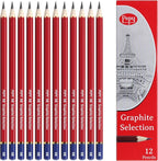 Pepy Graphite Professional Drawing Pencils - Set of 12 6B Pre-Sharpened Black Lead Pencils; Perfect for Drawing, Sketching and Shading, Graphic and Fine Art