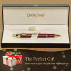 BEILUNER Luxury Gel Pen with 24K Gold Electroplating Finish, Red Piano Lacquer, Luxury Grade Craftsmanship, Best Gel Pen Gift Set for Men and Women