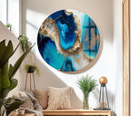 My Photostation.com 30Wx24H'' Blue Alcohol ink Glass Wall ArtTempered Glass Printing Wall Decor Large Wall Art Wall Hangings