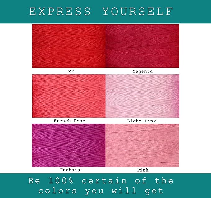 BlesSew Sewing Thread in Red Color Tones – 6 Spools of Polyester Thread for Sewing Machine for Beginners, Hand Stitching & Quilting - 1000 yds per Spool