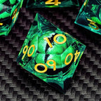 ARUOHHA DND Resin Dice Dragon Eye Dice Liquid Core Green Sharp Edged Dice Set with Gift Box, Dungeons Polyhedral D and D Dice Set Compatible with D&D Role Playing Game D20 D12 D10 D8 D6
