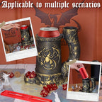 Mug Dice Tower - Dice Rolling Tower,(7PCS D20 Dice Set Included) for DND Gift and Dungeons and Dragon, Tabletop Games, Drink Holder, Tavern Style Board Game Roller (Gold)