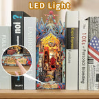 DIY Book Nook Kit,Dollhouse Booknook Bookshelf Insert Decor,3D Wooden Puzzles with LED Dust Cover,Book Nook Miniature Kit,Birthday Halloween Home Decor for Teens Adult-Moonlight Castle