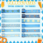 12 Rolls Oktoberfest Wired Edge Ribbon for Wreaths 2.5 Inch x 30 Yards Blue and White Print Grosgrain Ribbon Bavarian German Beer Crafts for Oktoberfest Party Decorative Supplies, 12 Styles
