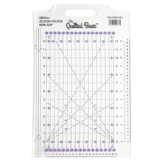 The Quilted Bear Quilting Rulers - Transparent Acrylic Non Slip Quilting, Patchwork & Sewing Ruler with Clear Black Lines & 30, 45 & 60 Degree Angles for Perfect Accuracy & Precision (Shape Ruler)