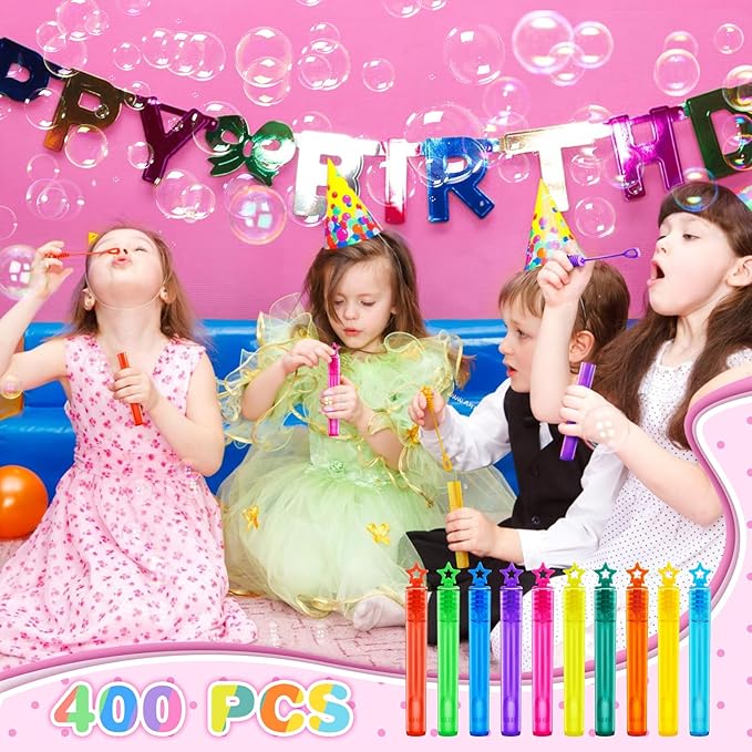 SpringFlower 400 PCS Mini Bubble Wand, Bubble Bulk for Kids, Party Favor Supply, Themed Birthday, Summer Outdoor Activities, Bubble Maker Mini Bubble Wand 10 Colors