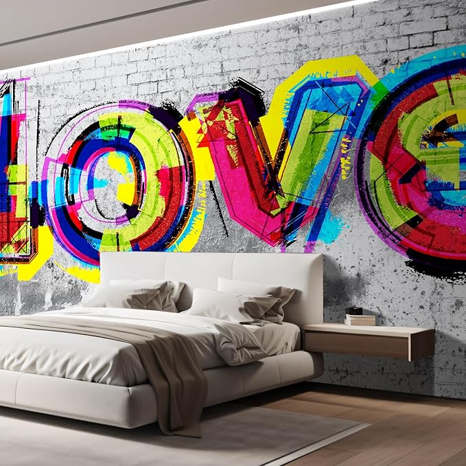 wall26 Colorful Graffiti Large Wall Mural, Removable Peel and Stick Wallpaper, Home Decor - 120x120 inches