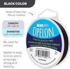 The Beadsmith Opelon Stretch Cord – Elastic Beading Fiber, Black, 0.23 mm Diameter, 25 Meters (82 ft) Spool