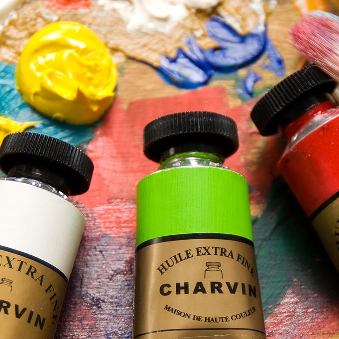 Charvin Extra Fine Professional Artist Oil Paint Set of 9 Earth Tones - 20ml - Triple-Milled for Smoothness, Rich Texture, Poppy Oil-Based, Light-Fast, Handmade Oil Color Paints for Professionals