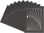 6x8 Mat for 8x10 Frame - Precut Mat Board Acid-Free Textured Black 6x8 Photo Matte For a 8x10 Picture Frame, Premium Matboard for Family Photos, Show Kits, Art, Picture Framing, Pack of 10 Mats