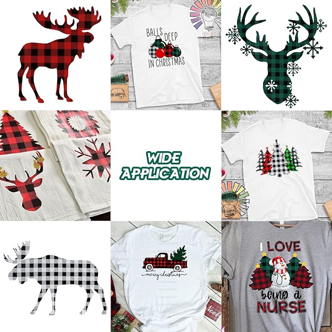 TORC Red Black Buffalo Plaid HTV Vinyl 12 inch x 5 ft, Check Heat Transfer Vinyl Iron on Transfers for Christmas