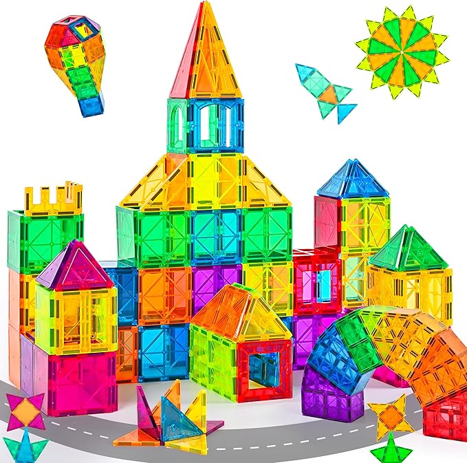 cossy 60 Pcs Magnet Tiles Magnetic 3D Building Blocks Set Educational Construction Toys for 3+ Year Kids with Stronger Magnets, Rivets-Fastened, Educational,Recreational, Conventional