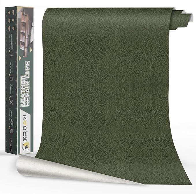 Leather Repair Tape, 23.6x79 inch Leather Patches for Furniture, Self Adhesive Leather Repair Patch for Sofas, Couches, Leather Covers, Seats, Chairs, Vinyl Repair Tape Retro Green