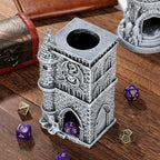 D&D Castle Dice Tower for All Dice Sizes, 3D Resin Rolling Trays, Fantasy Tabletop Game Accessories, Dragon Dice Tower Portable, Perfect for DND RPG, Gifts for Player (Dice Not Included)