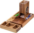 Wooden Magnetic Dice Tower with Tray - Dungeons and Dragons Accessory - Portable Dice Roller for Tabletop RPG - DND Gifts