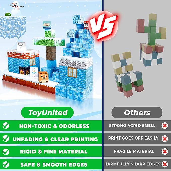 Magnetic Blocks - 100PCS Magnetic Building Blocks Glacier Castle, STEM Montessori Sensory Toys for Toddlers Kids Boys Girls Ages 3 4 5 6 7 8 9 10 Holiday Easter Birthday Gifts