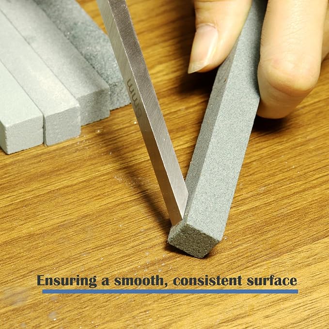 8 pcs Rectangular Shaped Sharpening Stone Sticks Set, 5.92inch Green Silicon Carbide Stones, Grit Sizes 80#-3000# for Models, Metal, & Knife Cutting Tools