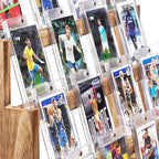 Emfogo Card Display Stand, 4-Tier Trading Card Display, Wooden Graded Baseball Sports Card Display, Trading Card Display Case for Card Collection & Show (Brown)