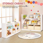 Toy Storage Organizer for Kids, 5-Compartment Wooden Storage Cabinet, Children Bookcase and Montessori Bookshelf, Book Shelf for Kids Room, Playroom, Living Room, Nursery, Classroom 24'' H(White)
