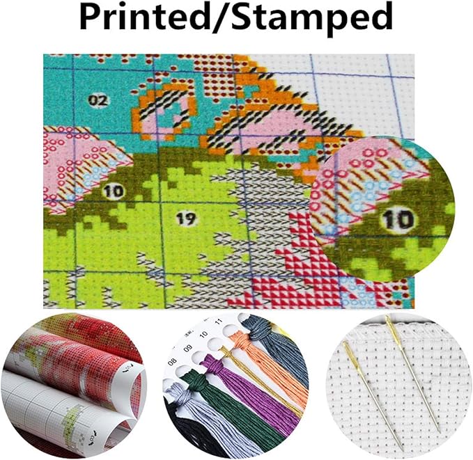 Dimensean Stamped Cross Stitch Kits Full Range of Embroidery Patterns Starter Kits for Beginners Adult or Kids DIY Cross Stitches Needlepoint Kits 11CT-Wolf King 15.7x19.7 inch