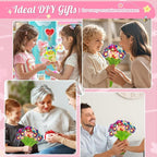 Glotrove Fabric Flower Bouquets Toys, Arts and Crafts for Kids Ages 6-8 8-12 Girls, DIY Craft Kits Gifts for Girls Birthday, Educational Toys for Building Your Flower Bouquet