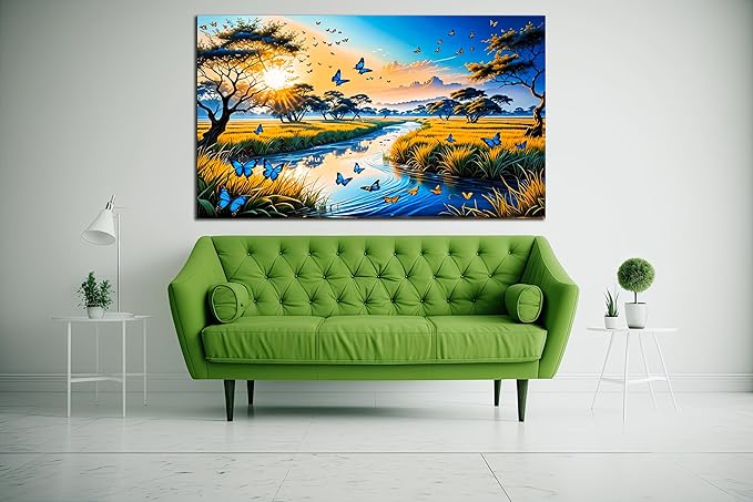 SpiritualHands Fantastic Scenery Tempered Glass Wall Art Painting for Living Room, Tempered Glass Modern Prints Decor, Large Vivid Color Panel for Bedroom, Kitchen, or Office