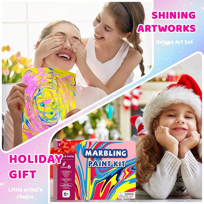 Water Marbling Paint for Kids, Art Supplies for Kids,Arts and Crafts for Girls Boys Ages 8-12 6-8 3-5, Birthday Gifts Toys for Girls 3+ Years Old
