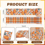 2 Rolls Fall Pumpkin Craft Ribbons for Wreath Bows, 2.5"×10 Yards Thanksgiving Wired Edge Ribbon Orange Burlap Autumn Leaves Wired Ribbons for Crafting Sewing Supplies
