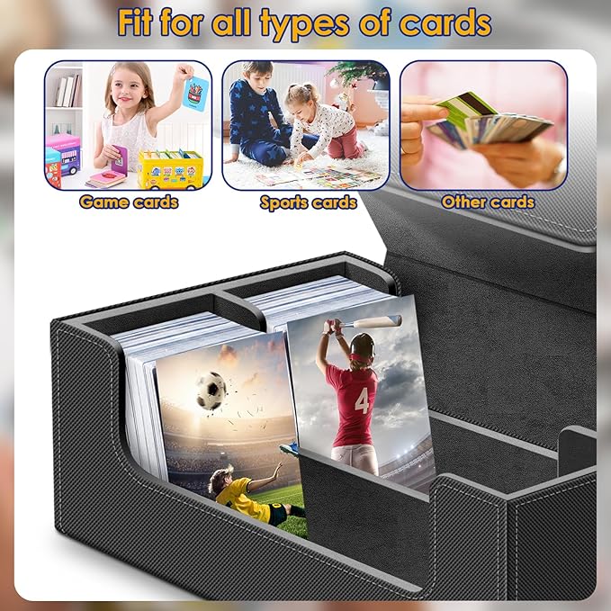 1200+ Card Deck Case for Trading Cards, Leather Commander Card Storage Box Magnetic Card Holder Fit for MTG TCG and Sport Cards