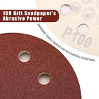 100 Grit 5 Inch Sanding Discs Hook and Loop Sandpaper, 150 PCS 8 Hole Adhesive Coarse Sand Paper for Random Orbital Sander