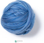 Multi Colored Natural Wool roving, 1 lb. Best Wool for Needle Felting, Wet Felting, handcrafts and Spinning. (Ocean Blue, 1lb)
