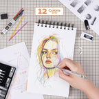 Nicpro Metal Mechanical Pencil Set, 5 PCS Art Drafting Pencils 0.3, 0.5, 0.7, 0.9 mm & 2mm Graphite Lead Holder For Sketching Drawing With 9 Tubes (4B 2B HB 2H Colors) Lead Refills Erasers Case